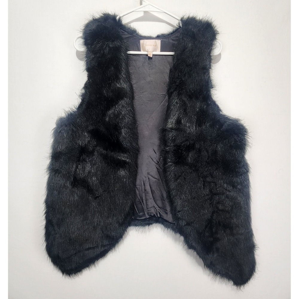 Skies Are Blue Women's Black Faux Fur Elegant Vest‎ Size M